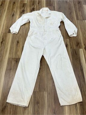 Vtg 50s 60s Universal Overall Co Chicago Stone Cutter Sanforized Coveralls White